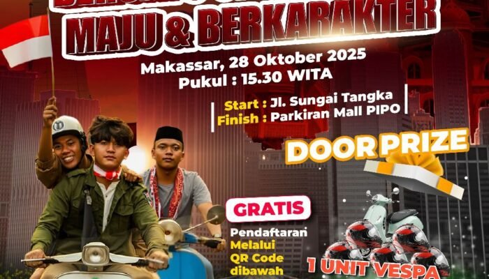 Bersatu di Atas Roda: Pemuda-Pemudi Sulsel Peringati Sumpah Pemuda Lewat “Bersatu, Berjuang, Bervespa”