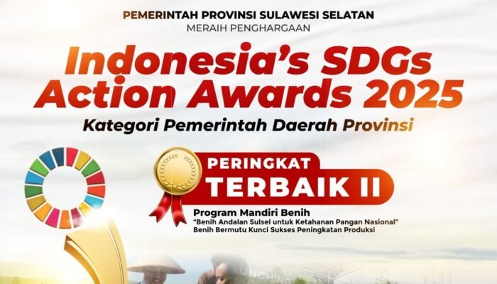 Sulsel Masuk Peringkat Terbaik II SDGs Action Awards Berkat Program Mandiri Benih
