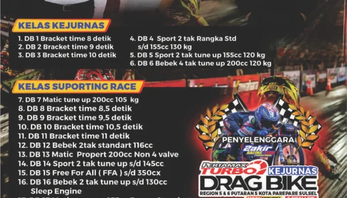 Pecinta Balap Wajib Nonton! Kejuaraan Drag Bike Terbesar Region 5 & 6 Hadir di Parepare